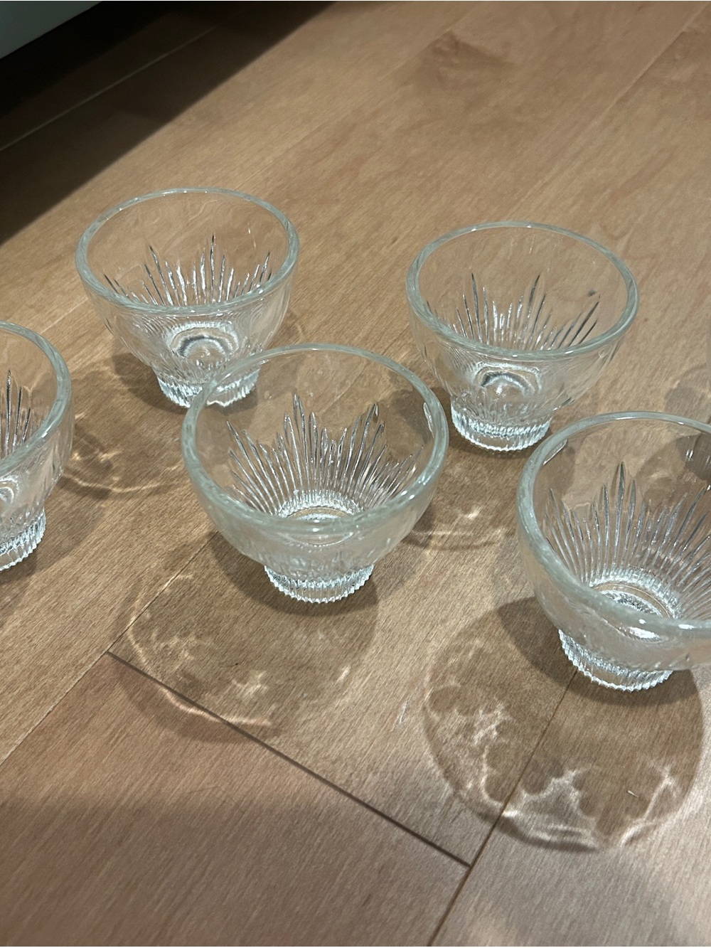 Set of 5 Clear Textured Vintage Votive Glasses